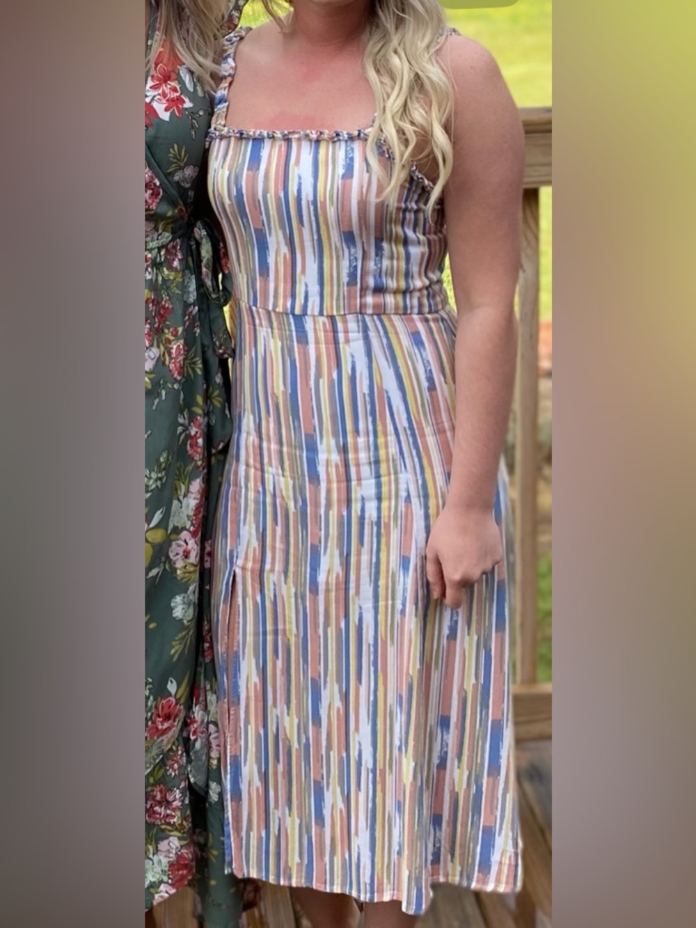 Boutique Striped Multicolor Sundress - Vertical Brushstroke Print